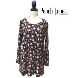 Peach Love California Womens Animal Print Long Sleeve Tunic Top Size Medium